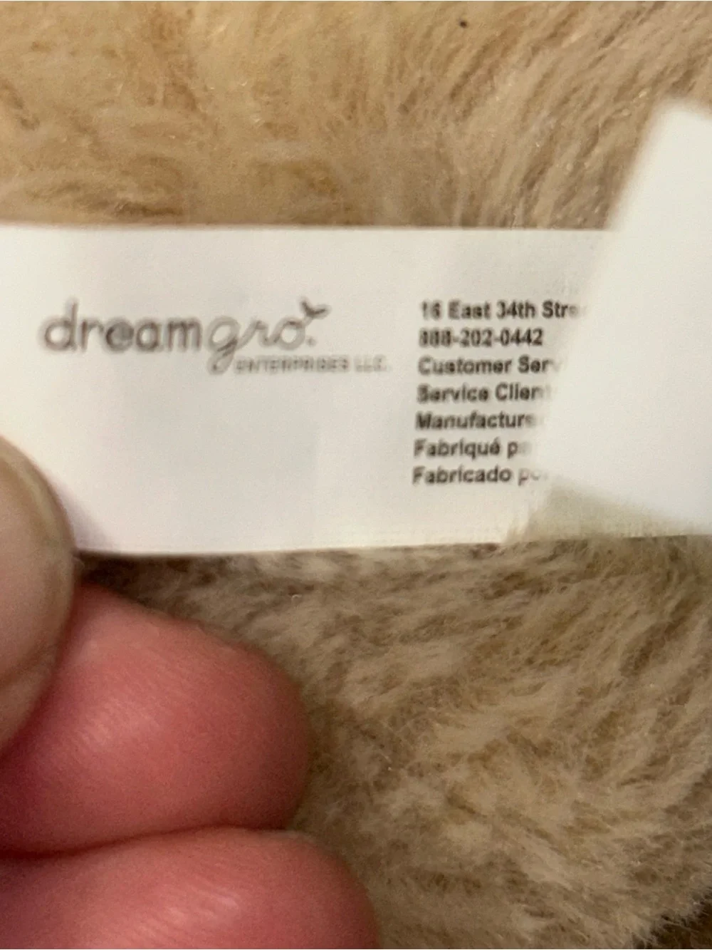 DREAM GRO plush baby activity toy tan/white/yellow BEAR/BEE motif Lovey